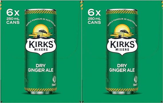 Kirks Mixers Dry Drinking Ginger Ale 24 X 250ml Cans Hawelstore